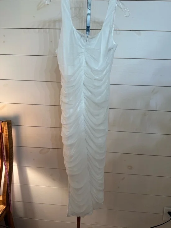 Lulu's White Ruched Scoop Neck Maxi Dress - Picture 2 of 4